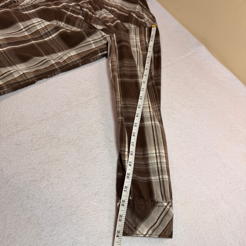 Helix Mens Brown Plaid Western Pearl Snap Shirt Long Sleeve‎ Cotton Large - Picture 11 of 16